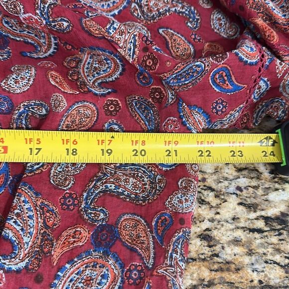 Free People Sundown Rust Red Paisley Print Off-the-Shoulder Bodysuit Size M - Picture 11 of 12